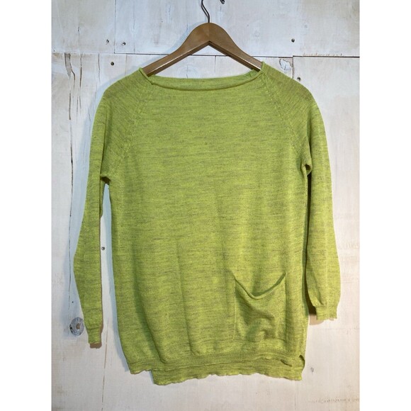 Roberto Collina Italian Luxury Fine Knit Linen Blend Sweater Bright Green Small - Picture 1 of 11